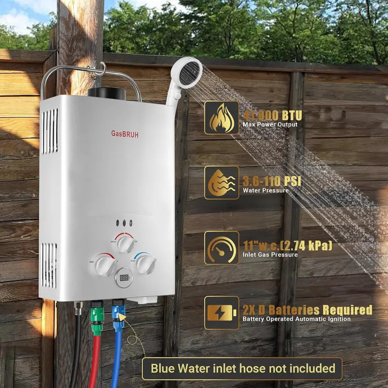 Portable Propane Tankless Water Heater – 1.58 GPM On-Demand Unit for RVs, Outdoors & Indoor Installations with Overheat Safeguards 2