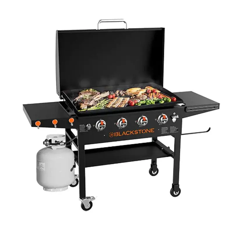 Professional 36-Inch Griddle Cooking Station Featuring Integrated Hood and Flat Top Grill (Model 1899)