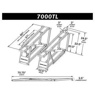 QuickJack 7000TL Dual-Post Portable Car Lift – 7000 lb Capacity, 27" Max Lift, Auto-Locking Safety