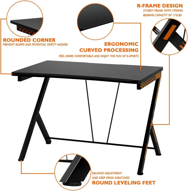Racing-Style Gaming Desk and Ergonomic Chair Set with Lumbar Support & Adjustable Headrest