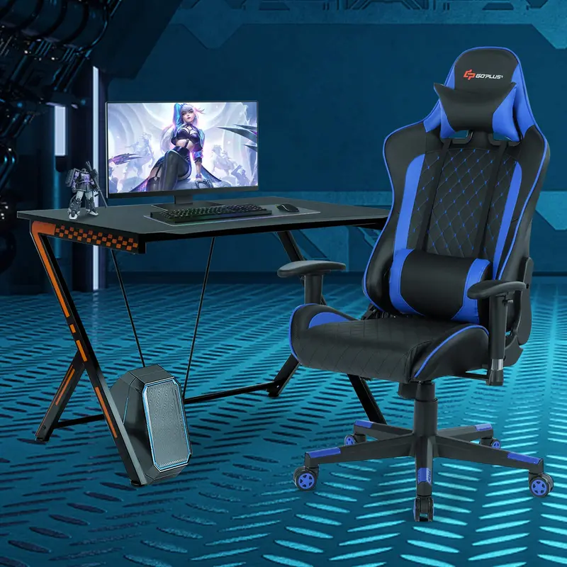 Racing-Style Gaming Desk and Ergonomic Chair Set with Lumbar Support & Adjustable Headrest 2