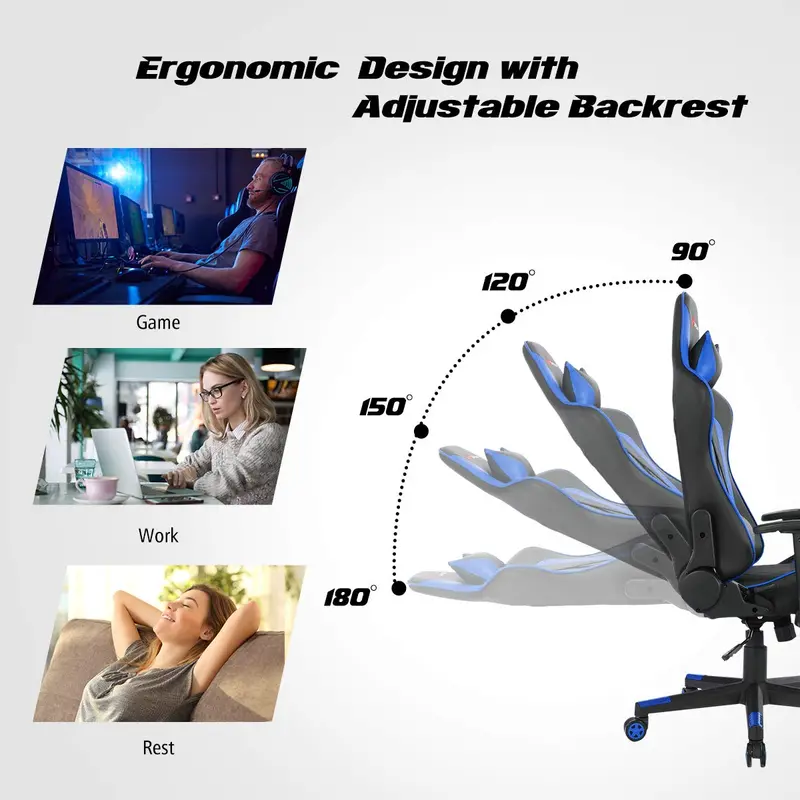 Racing-Style Gaming Desk and Ergonomic Chair Set with Lumbar Support & Adjustable Headrest