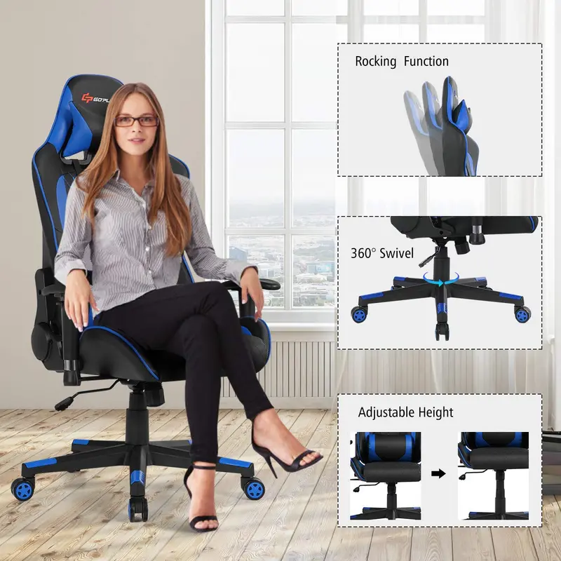 Racing-Style Gaming Desk and Ergonomic Chair Set with Lumbar Support & Adjustable Headrest