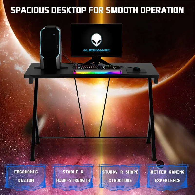 Racing-Style Gaming Desk and Ergonomic Chair Set with Lumbar Support & Adjustable Headrest