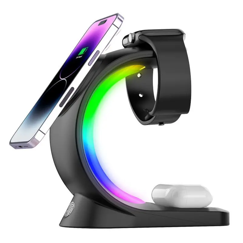 RGB-Illuminated 4-in-1 Wireless Charging Hub for MagSafe Devices 2