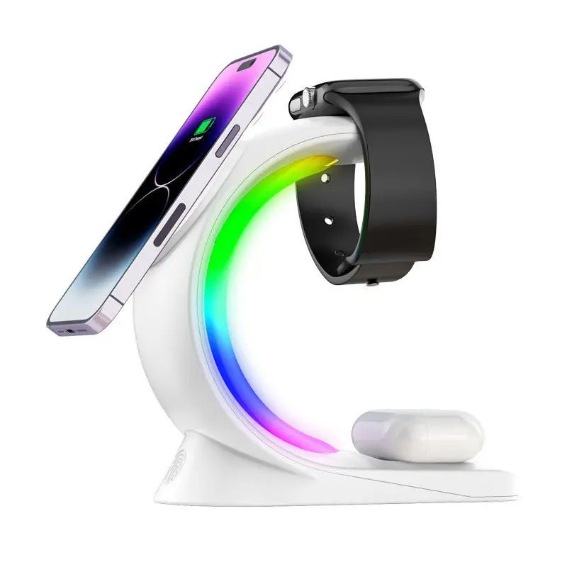 RGB-Illuminated 4-in-1 Wireless Charging Hub for MagSafe Devices