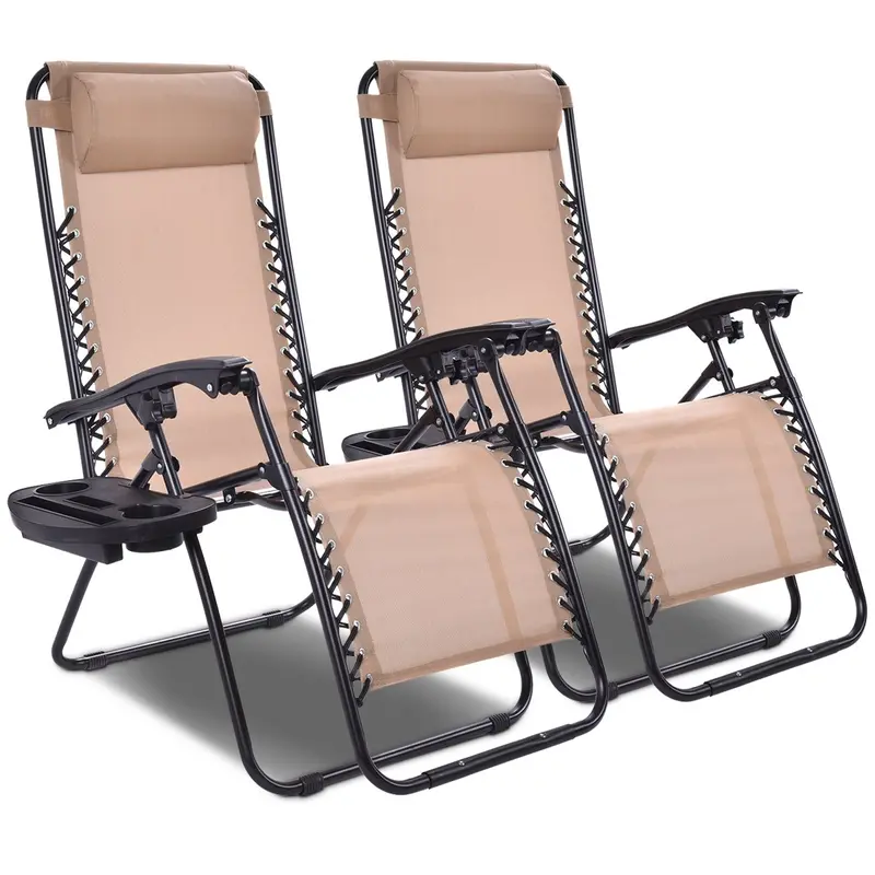 Set of Two Adjustable Zero Gravity Patio Recliners – Foldable Outdoor Loungers