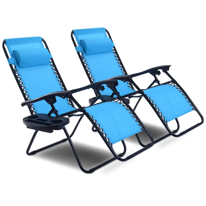 Set of Two Adjustable Zero Gravity Patio Recliners – Foldable Outdoor Loungers
