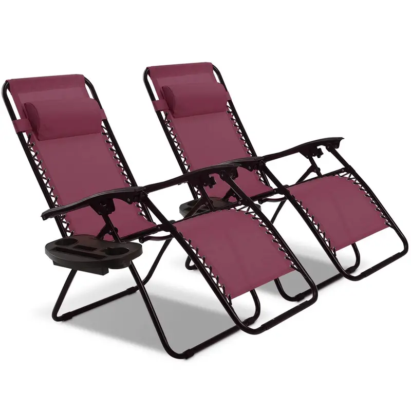 Set of Two Adjustable Zero Gravity Patio Recliners – Foldable Outdoor Loungers