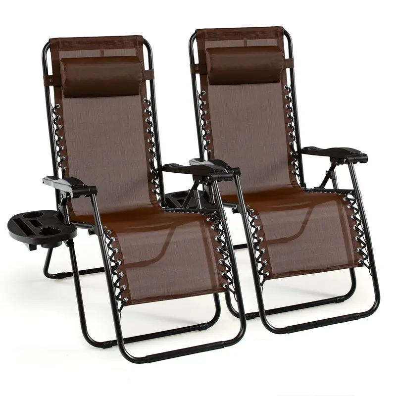 Set of Two Adjustable Zero Gravity Patio Recliners – Foldable Outdoor Loungers