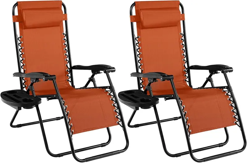Set of Two Adjustable Zero Gravity Patio Recliners – Foldable Outdoor Loungers
