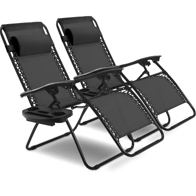 Set of Two Adjustable Zero Gravity Patio Recliners – Foldable Outdoor Loungers