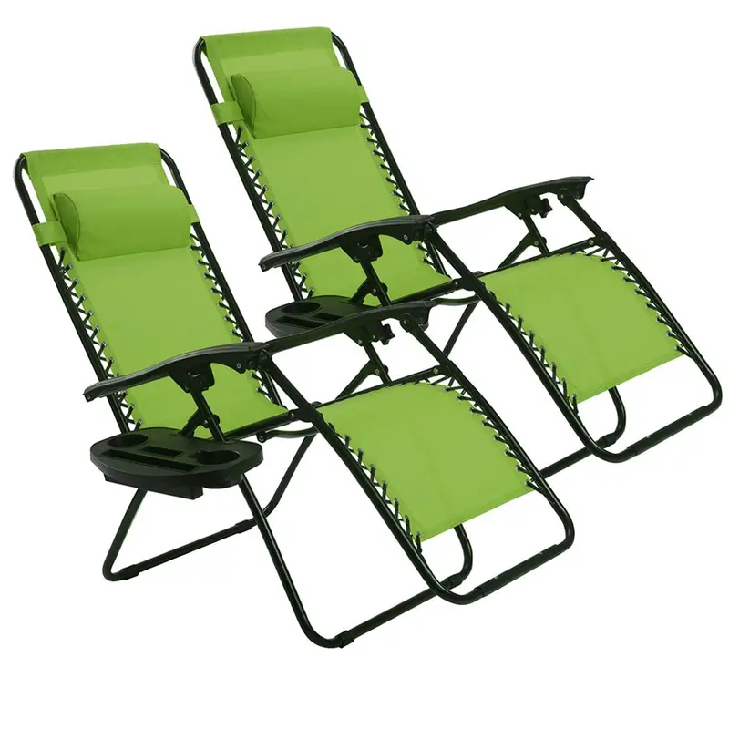 Set of Two Adjustable Zero Gravity Patio Recliners – Foldable Outdoor Loungers
