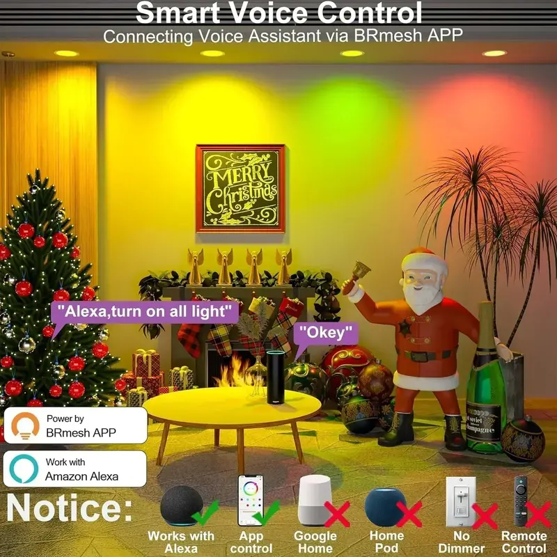 Smart 4-Inch RGBCW Canless LED Downlight – 12W Tunable Color, Built-in Junction Box & Dimmable Control