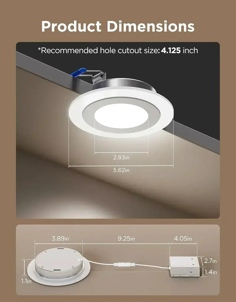 Smart 6-Inch Dimmable Canless LED Downlight – 1100LM Output, Integrated Junction Box & Smooth Dimming