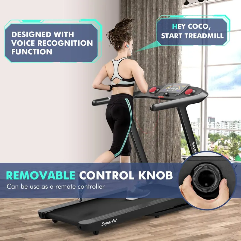 Smart Folding Treadmill – 4.75 HP Motor, 15% Auto Incline, Voice Control & Full App Integration