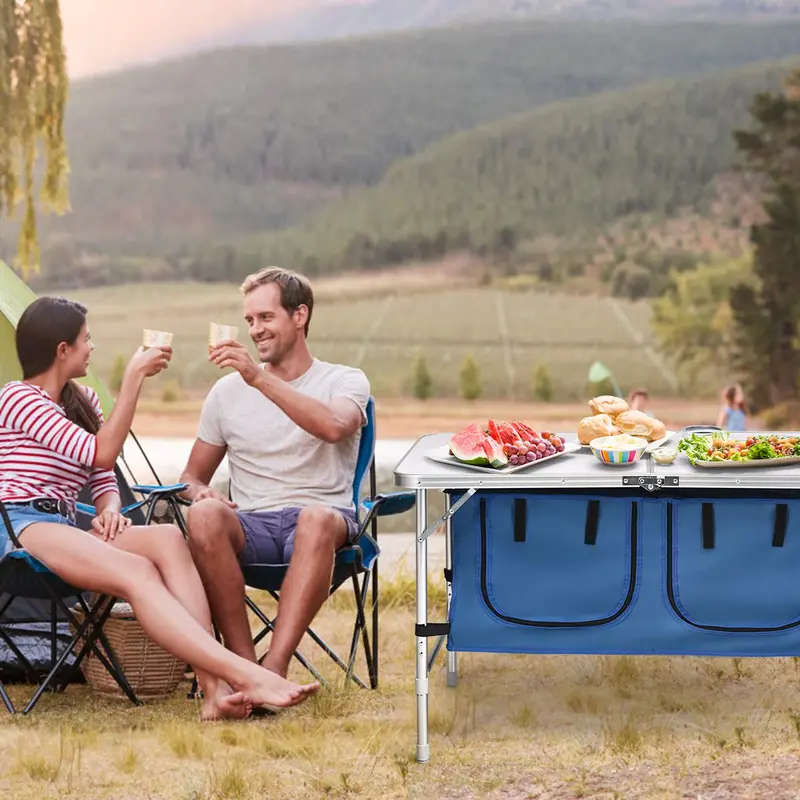 Space-Saving Folding Outdoor Table with Built-In Storage Compartment 2