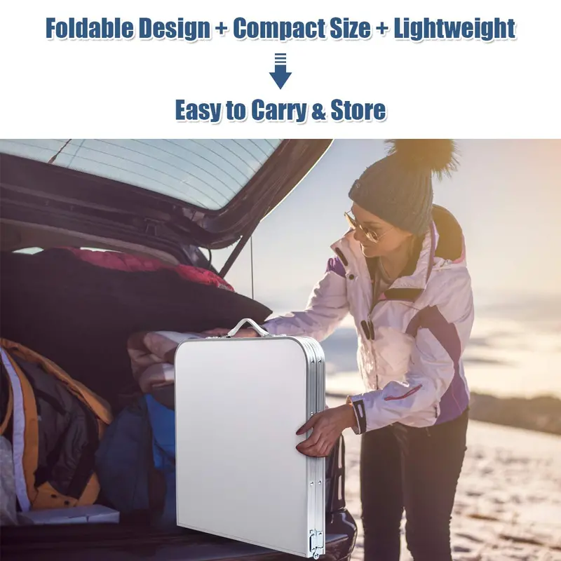 Space-Saving Folding Outdoor Table with Built-In Storage Compartment