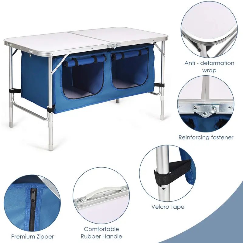 Space-Saving Folding Outdoor Table with Built-In Storage Compartment