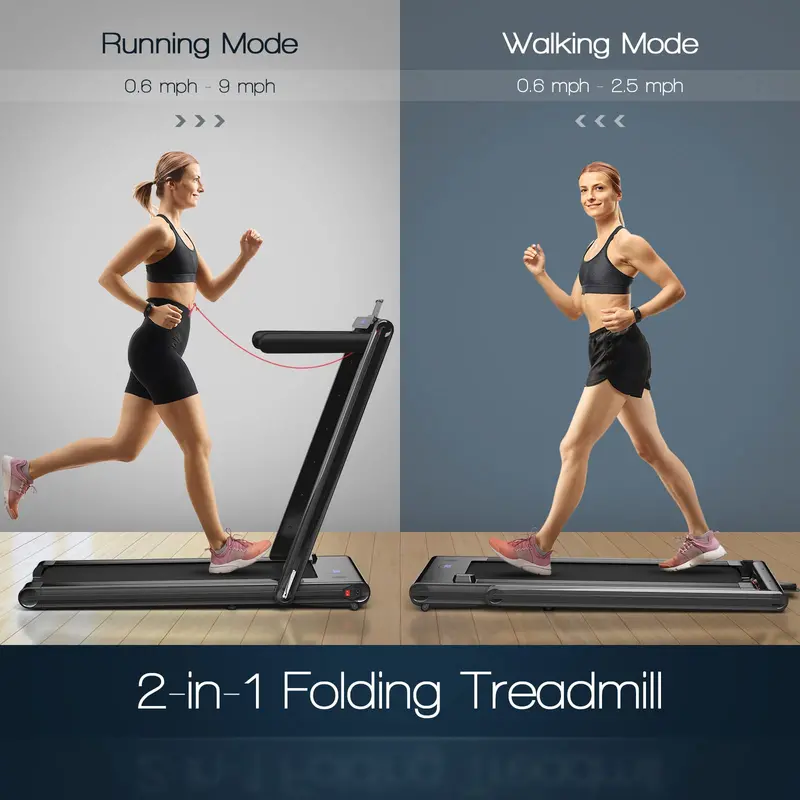 Space-Saving Under-Desk Treadmill – Foldable Electric Model with 2.25HP Motor and Digital LED Interface