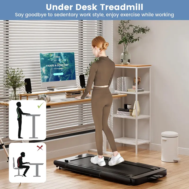Space-Saving Under-Desk Walking Treadmill with Touchscreen Interface and 2.25 HP Motor