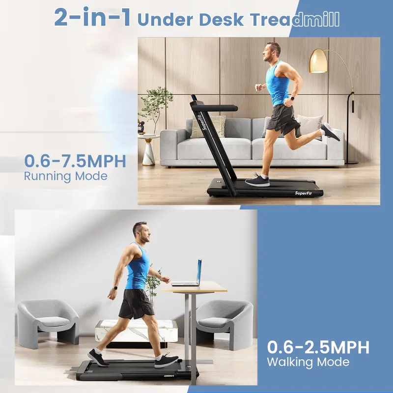 Space-Saving Under-Desk Walking Treadmill with Touchscreen Interface and 2.25 HP Motor