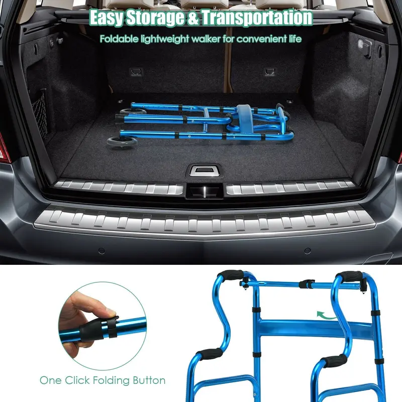 Standard Folding Walker – Sturdy Mobility Aid Supporting Up to 440 Pounds