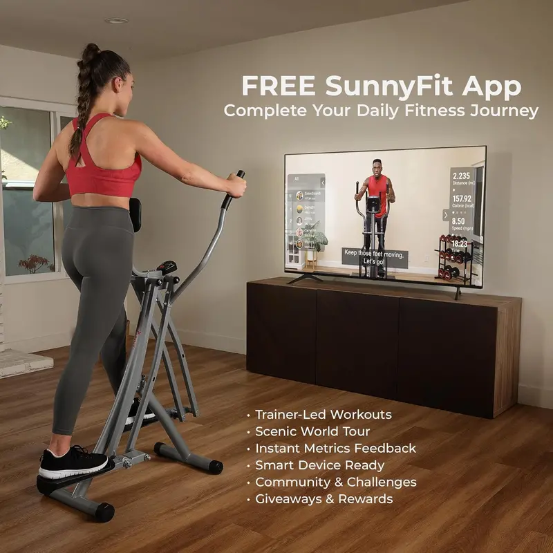 Sunny Health Smart Air Walker Elliptical – Low-Impact Glider with 30-Inch Stride, Bluetooth Connectivity & SunnyFit App Integration 2