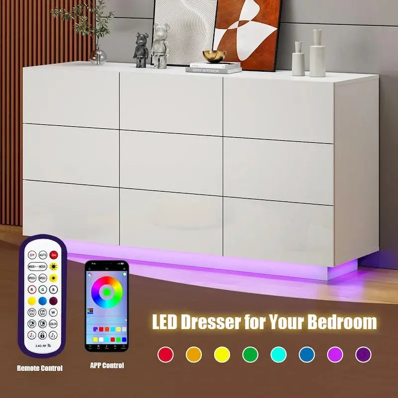 Tall 9-Drawer Dresser Tower for Bedrooms – Lighted Vertical Storage Cabinet with Smart Organization 2