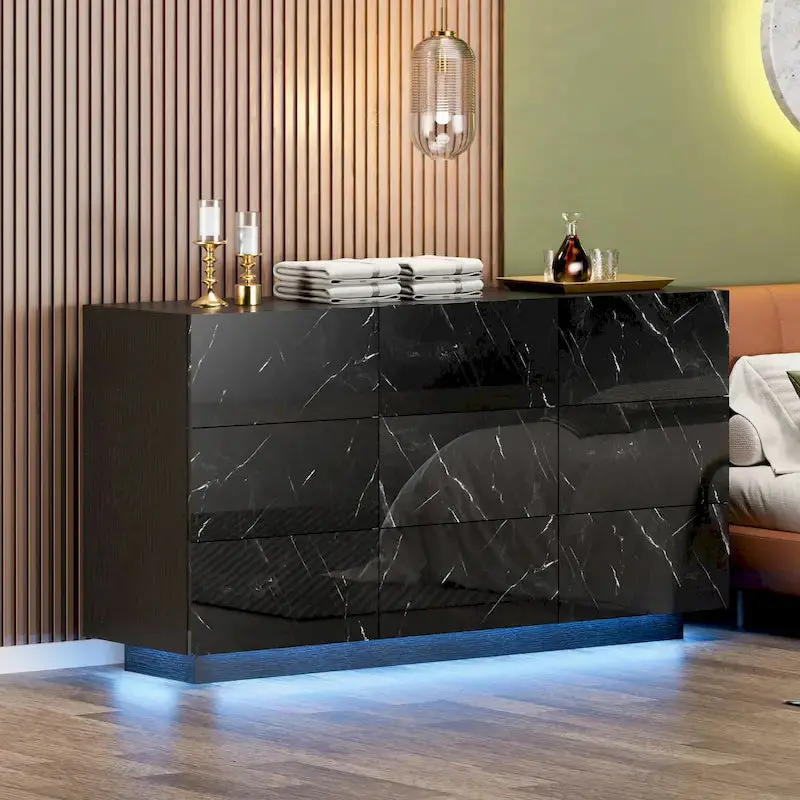 Tall 9-Drawer Dresser Tower for Bedrooms – Lighted Vertical Storage Cabinet with Smart Organization