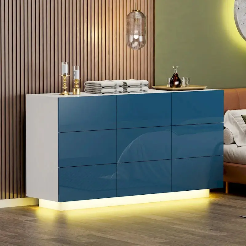 Tall 9-Drawer Dresser Tower for Bedrooms – Lighted Vertical Storage Cabinet with Smart Organization