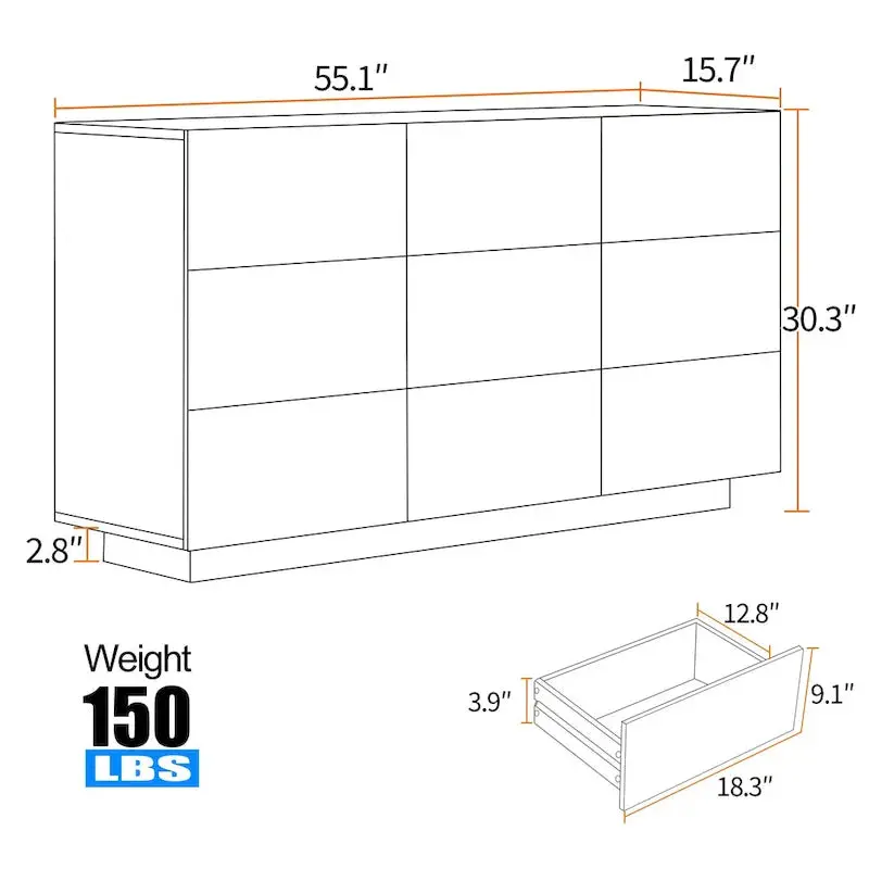 Tall 9-Drawer LED-Lit Dresser – Modern Bedroom Storage Tower with Ambient Lighting 2