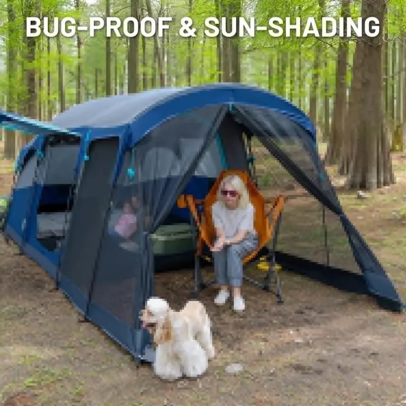 TIMBER RIDGE 8-Person Waterproof Tunnel Tent with Double-Layer Construction for Family Camping