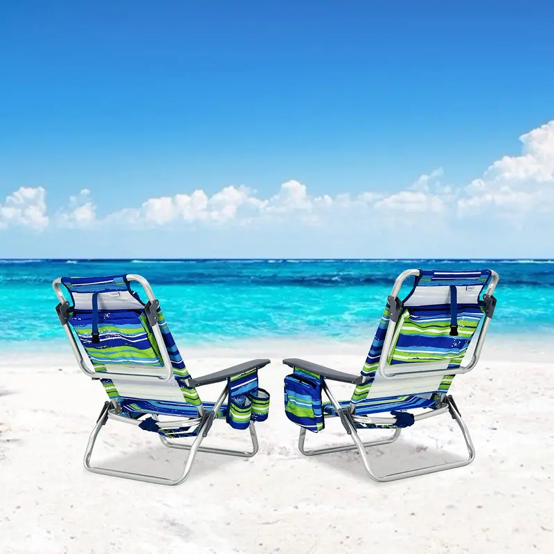 Twin Backpack Beach Chairs – Portable Camping Chairs Featuring Integrated Cooler Bags and Cup Holders