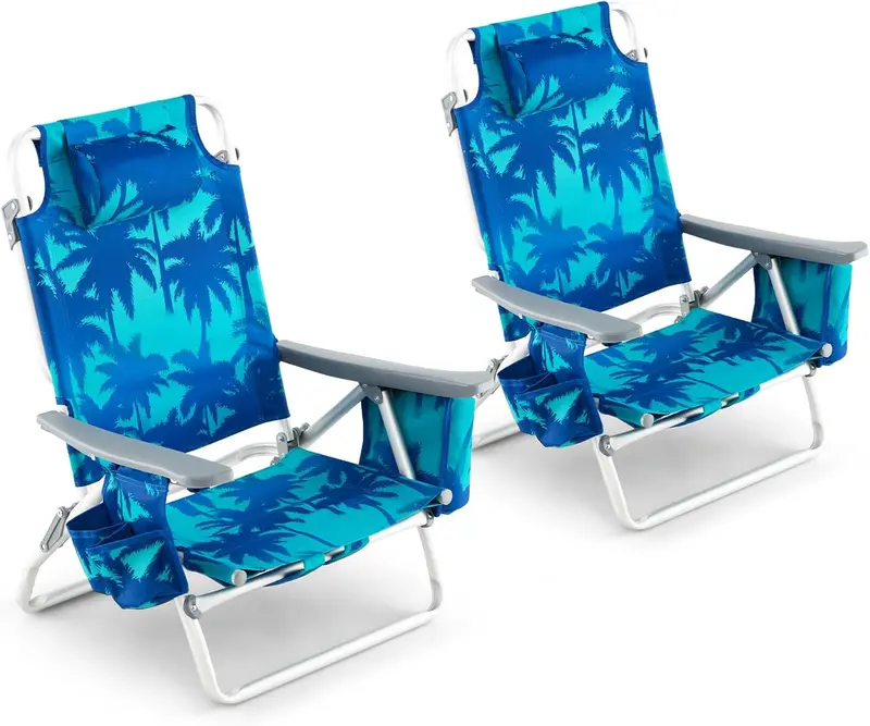 Twin Backpack Beach Chairs – Portable Camping Chairs Featuring Integrated Cooler Bags and Cup Holders