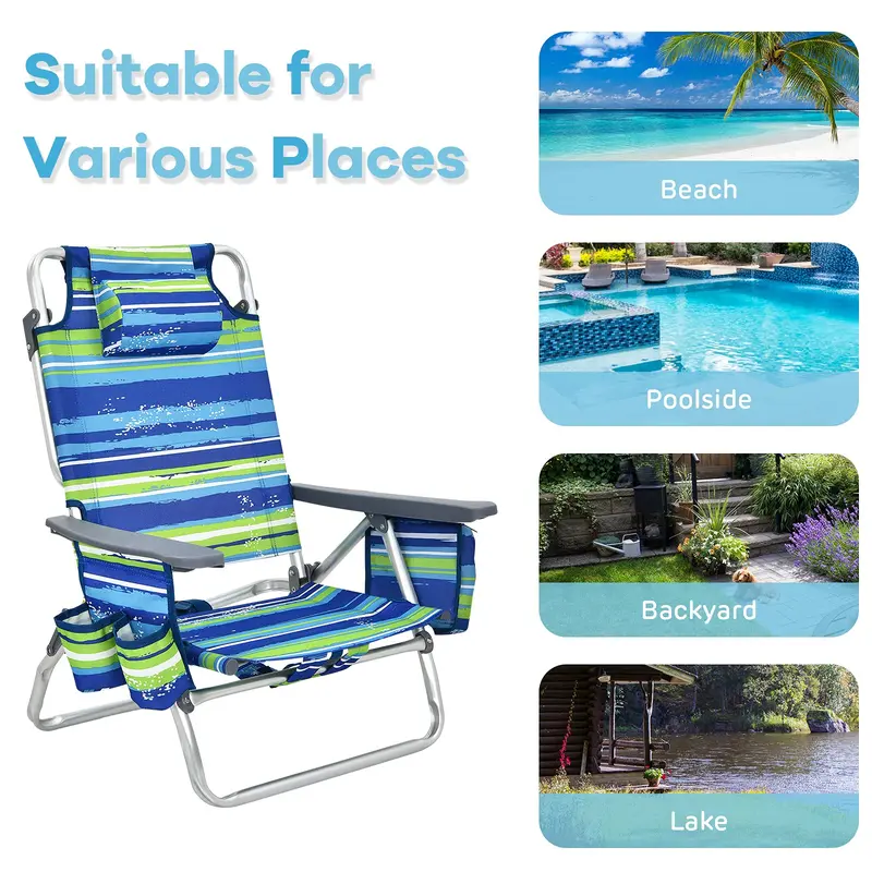 Twin Backpack Beach Chairs – Portable Camping Chairs Featuring Integrated Cooler Bags and Cup Holders