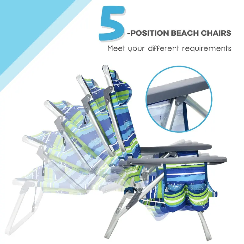 Twin Backpack Beach Chairs – Portable Camping Chairs Featuring Integrated Cooler Bags and Cup Holders