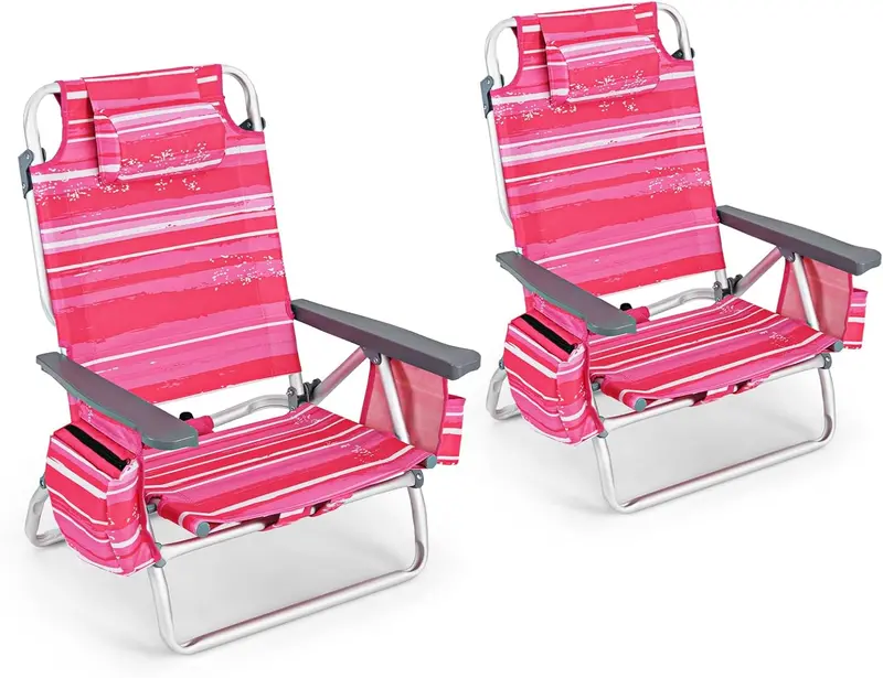 Twin Backpack Beach Chairs – Portable Camping Chairs Featuring Integrated Cooler Bags and Cup Holders