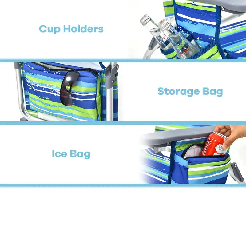 Twin Backpack Beach Chairs – Portable Camping Chairs Featuring Integrated Cooler Bags and Cup Holders