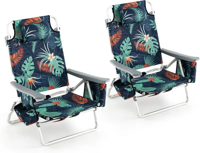 Twin Backpack Beach Chairs – Portable Camping Chairs Featuring Integrated Cooler Bags and Cup Holders