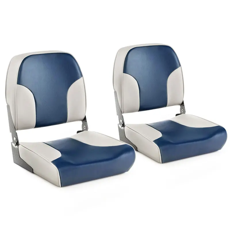 Twin Low-Back Folding Boat Seats – Marine-Grade Aluminum Frame & Stainless Steel Hardware