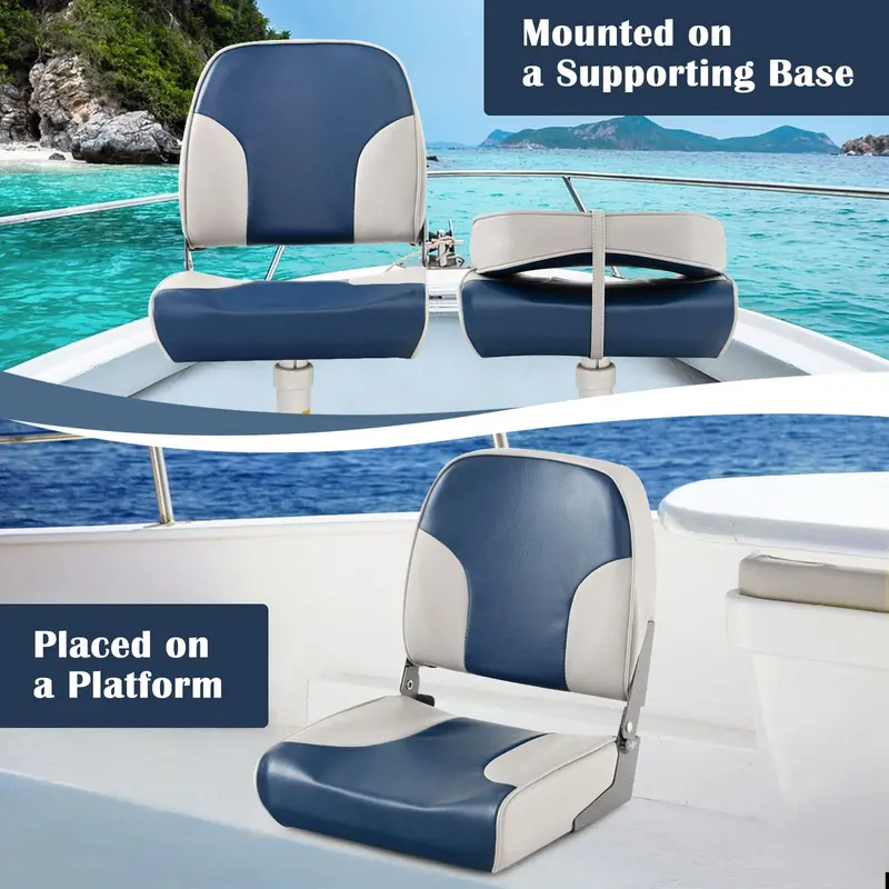 Twin Low-Back Folding Boat Seats – Marine-Grade Aluminum Frame & Stainless Steel Hardware 2
