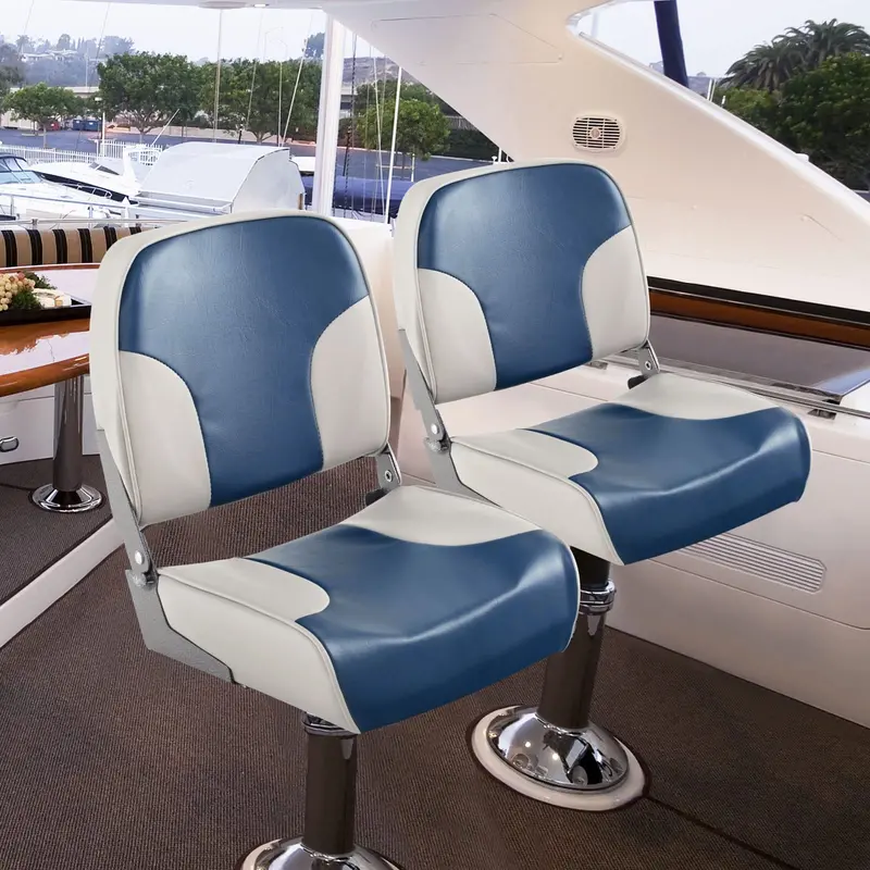Twin Low-Back Folding Boat Seats – Marine-Grade Aluminum Frame & Stainless Steel Hardware