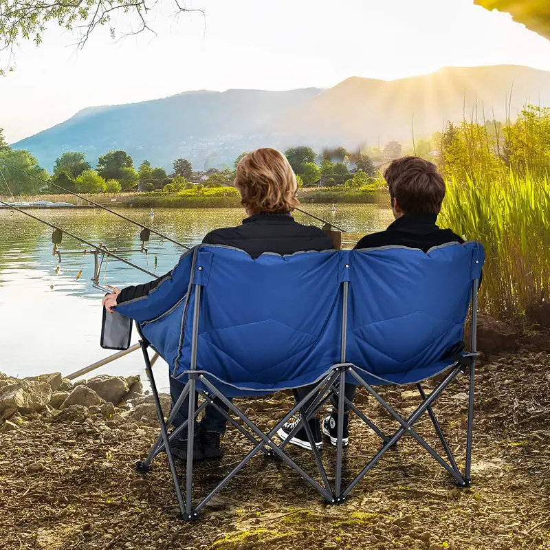 Two-Person Folding Loveseat – Padded High-Back Camping Chair with Carry Bag 2