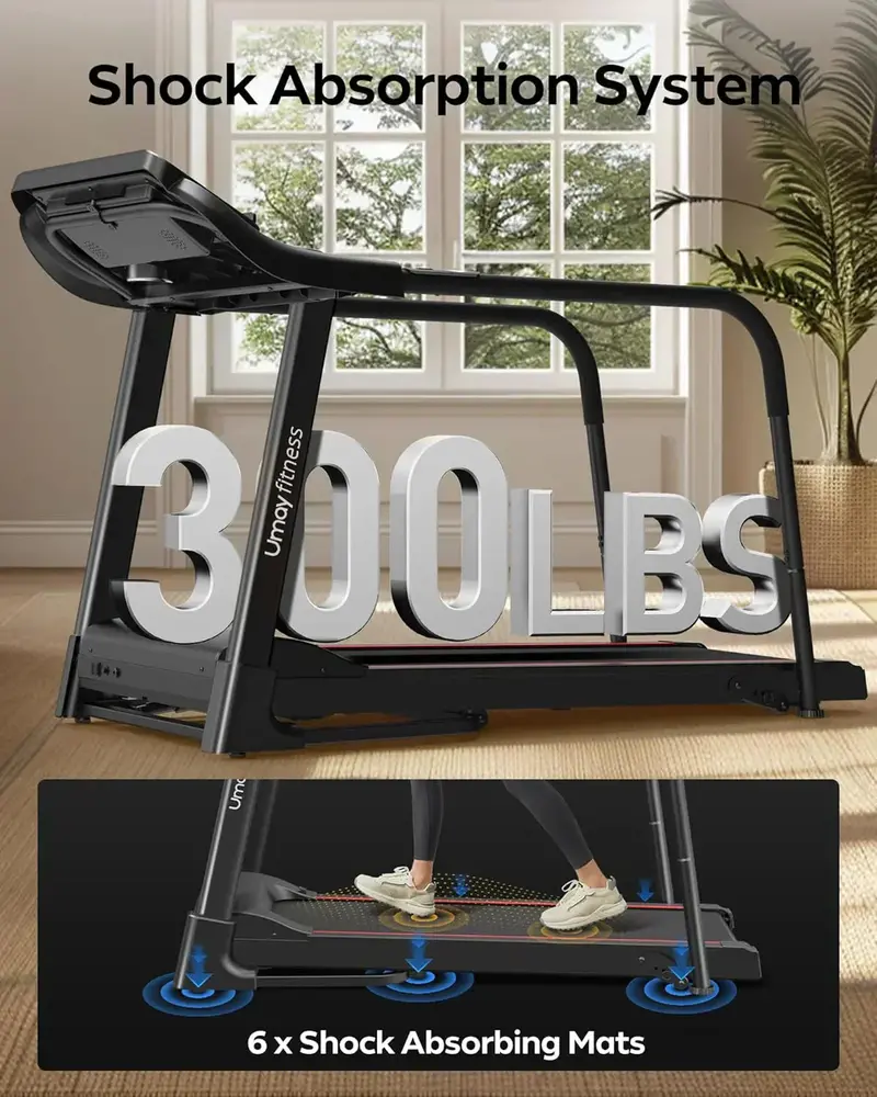 UMAY Foldable Treadmill – Low-Noise Home Exercise Machine with Heart Rate Monitoring