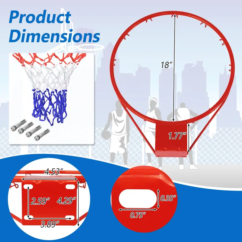 Universal Basketball Rim Net – 18-Inch Durable Nylon Replacement Net for Portable Hoops