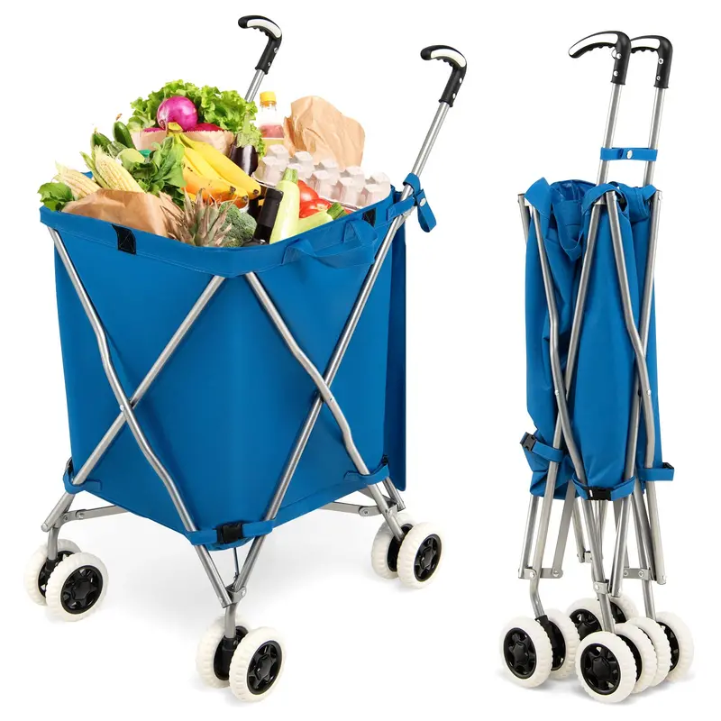 Versatile Foldable Grocery Trolley – Removable Oxford Fabric Liner & Quiet, Smooth-Rolling Casters