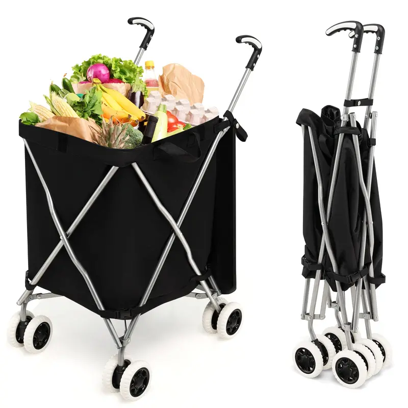 Versatile Foldable Grocery Trolley – Removable Oxford Fabric Liner & Quiet, Smooth-Rolling Casters
