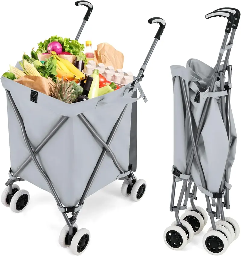 Versatile Foldable Grocery Trolley – Removable Oxford Fabric Liner & Quiet, Smooth-Rolling Casters