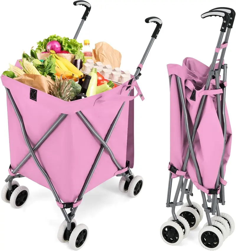 Versatile Foldable Grocery Trolley – Removable Oxford Fabric Liner & Quiet, Smooth-Rolling Casters